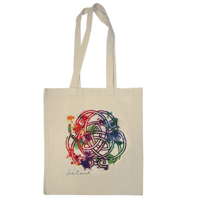 Coloured Celtic Knot Tote Bag in Natural Oat