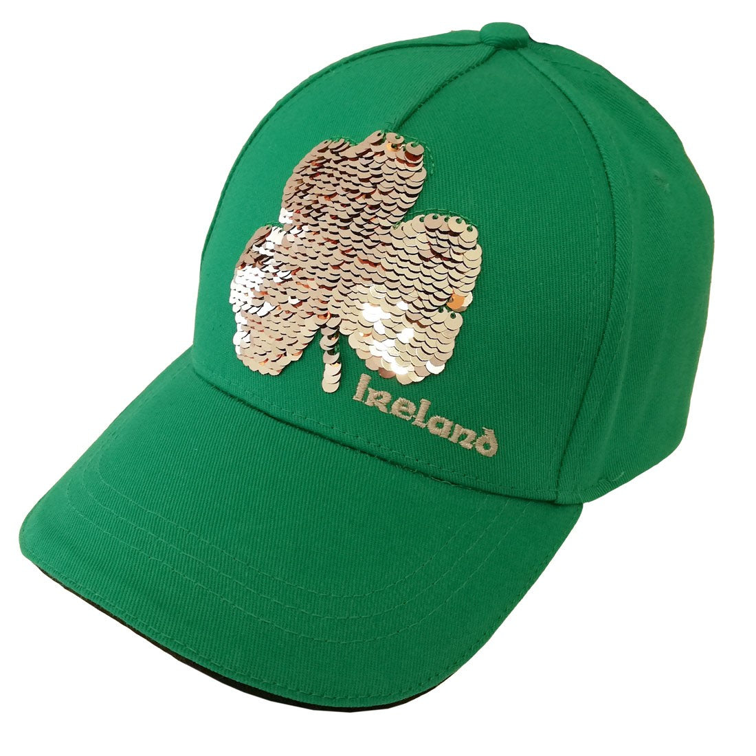 Kids Emerald Green Kids 2 Way Sequin Shamrock Baseball Cap