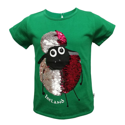Emerald Green 2 Way Sequin Sheep Kids T-shirt