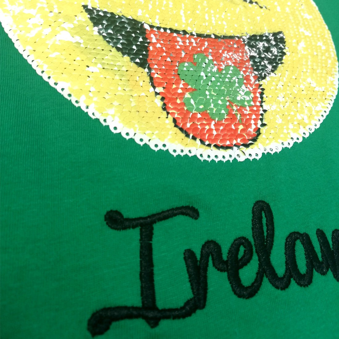 Emerald Green Ireland 2 Way Sequin Emoji Kids T-shirt