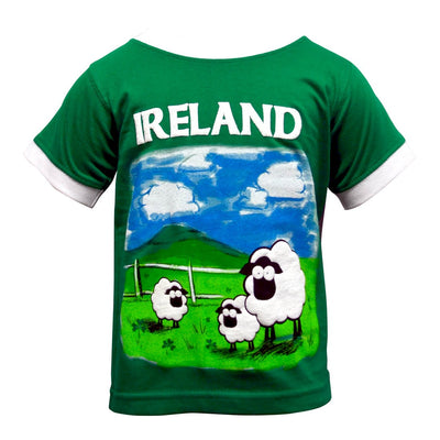 Emerald Green Ireland Sheep Kids Ringer T-shirt