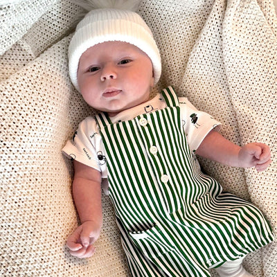 Flaherty Baby Dungarees in Green & White