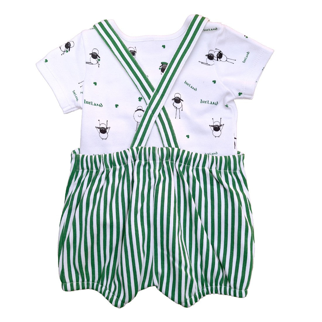 Flaherty Baby Dungarees in Green & White