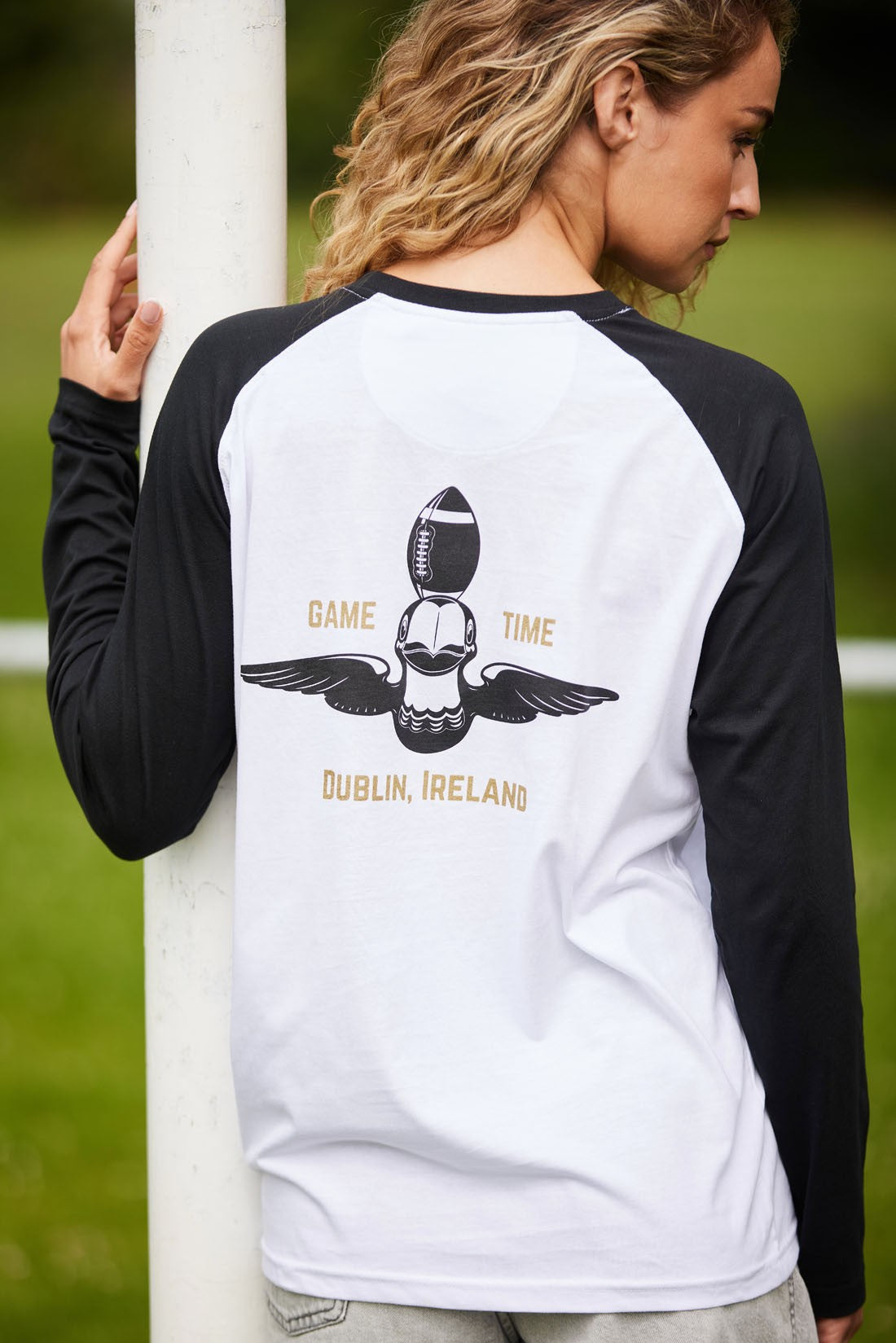 Guinness “Game Time” Long Sleeve T-shirt in White & Black