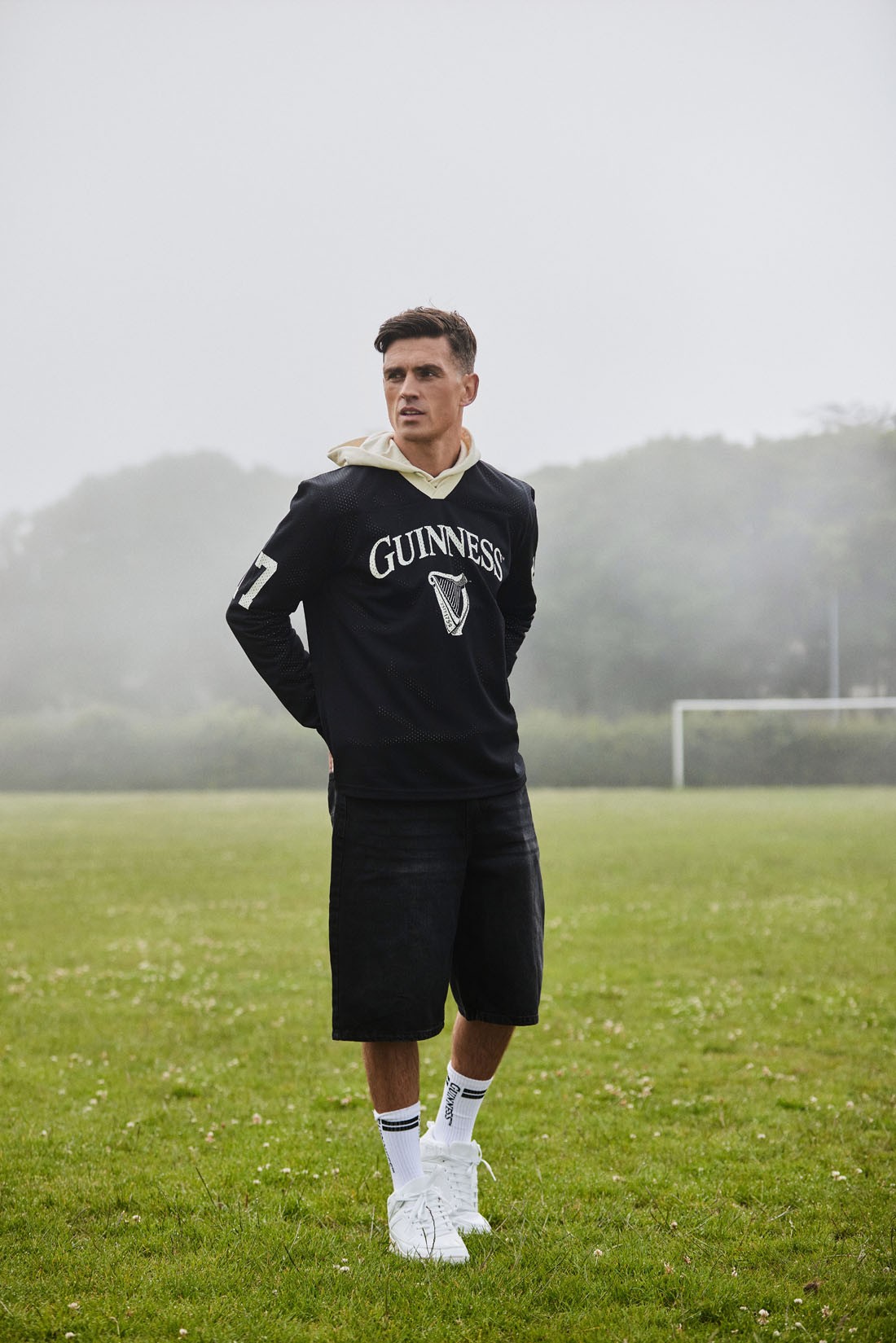 Guinness Harp Long Sleeve Mesh Top in Black