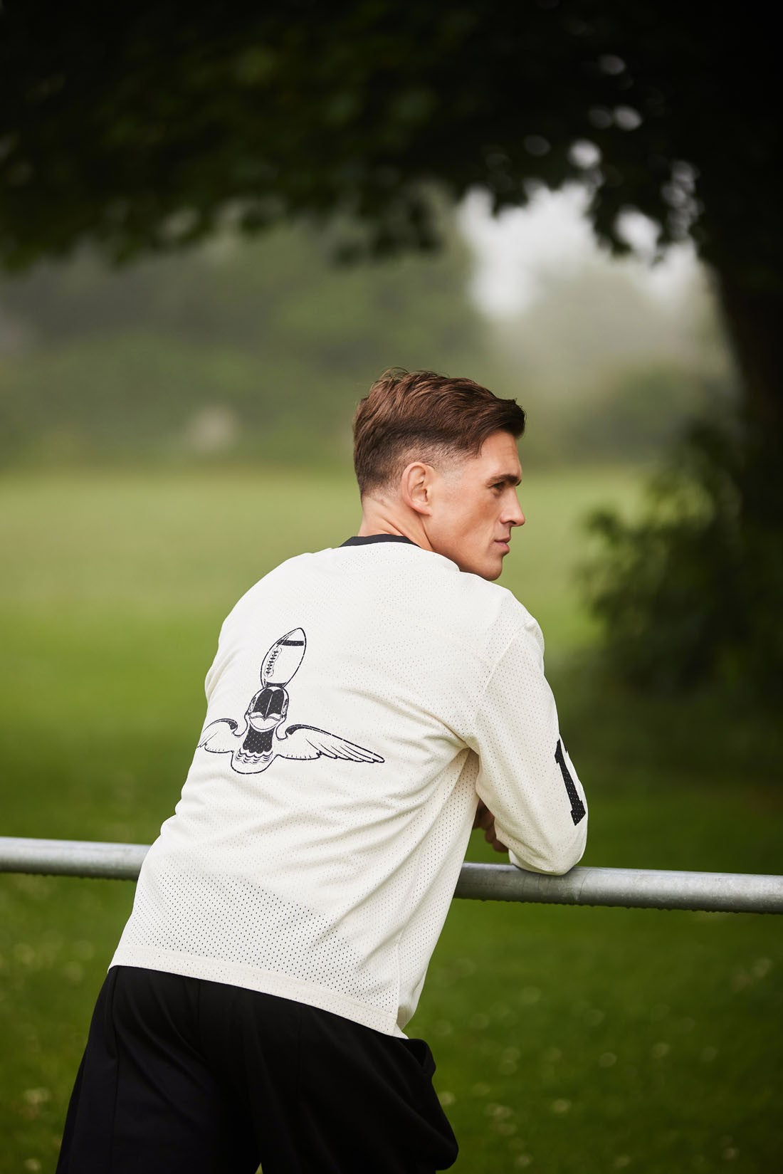Guinness Harp Mesh Long Sleeve Top in Cream