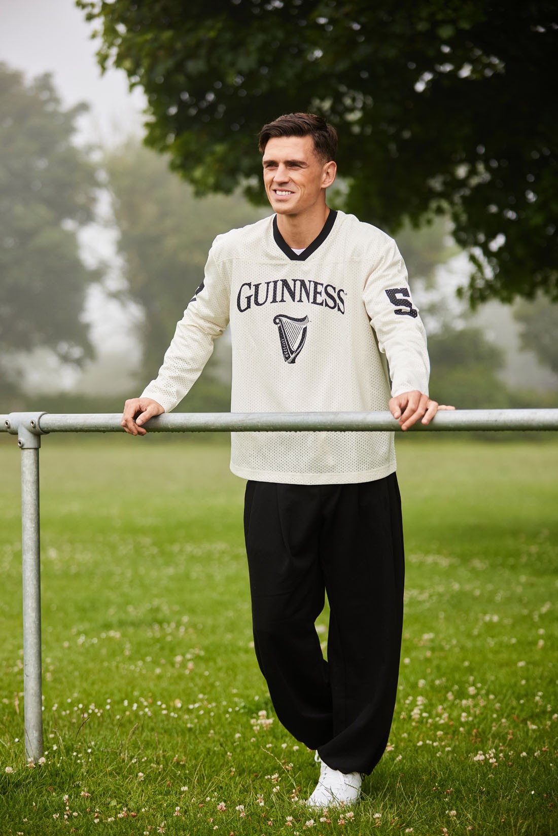 Guinness Harp Mesh Long Sleeve Top in Cream
