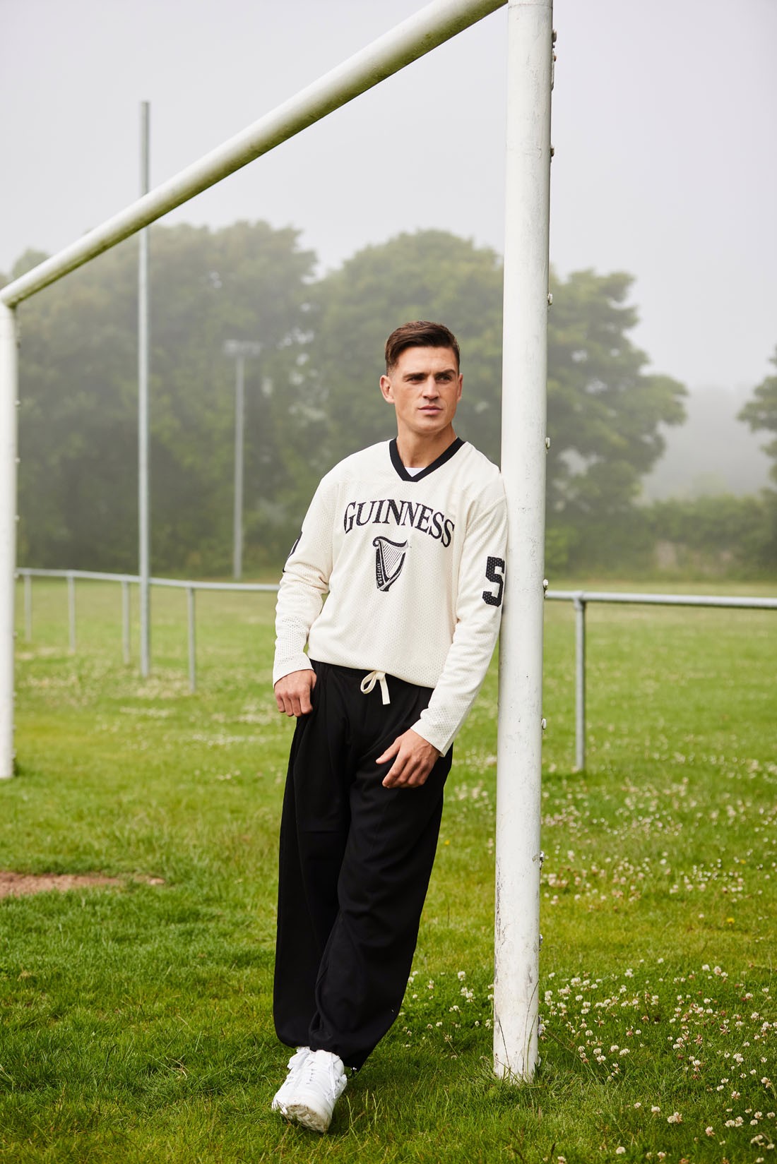 Guinness Harp Mesh Long Sleeve Top in Cream