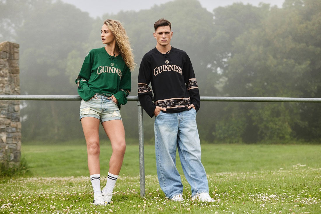 Guinness Toucan Mesh Long Sleeve Top in Green & Gold