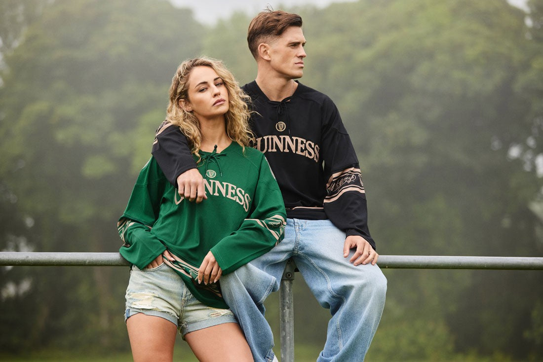 Guinness Toucan Mesh Long Sleeve Top in Black & Gold