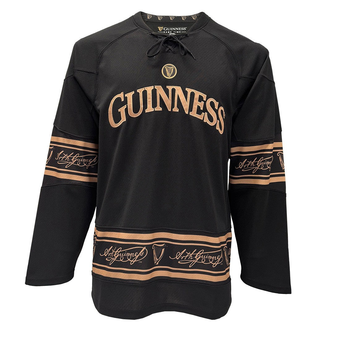 Guinness Toucan Mesh Long Sleeve Top in Black & Gold