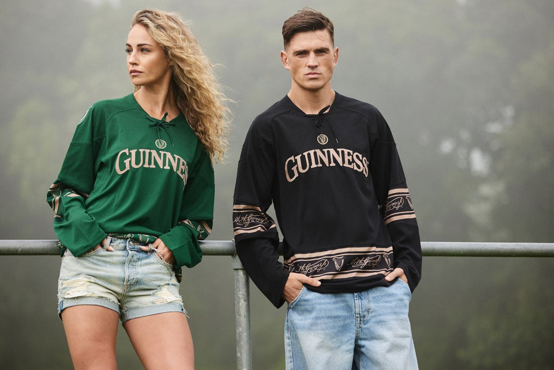 Guinness Toucan Mesh Long Sleeve Top in Black & Gold