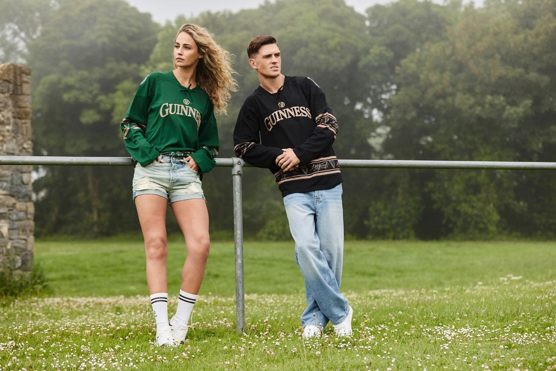 Guinness Toucan Mesh Long Sleeve Top in Black & Gold