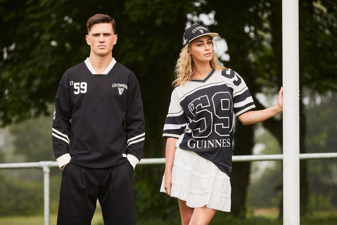 Guinness “American Football” Long-Sleeve Top in Black & Cream