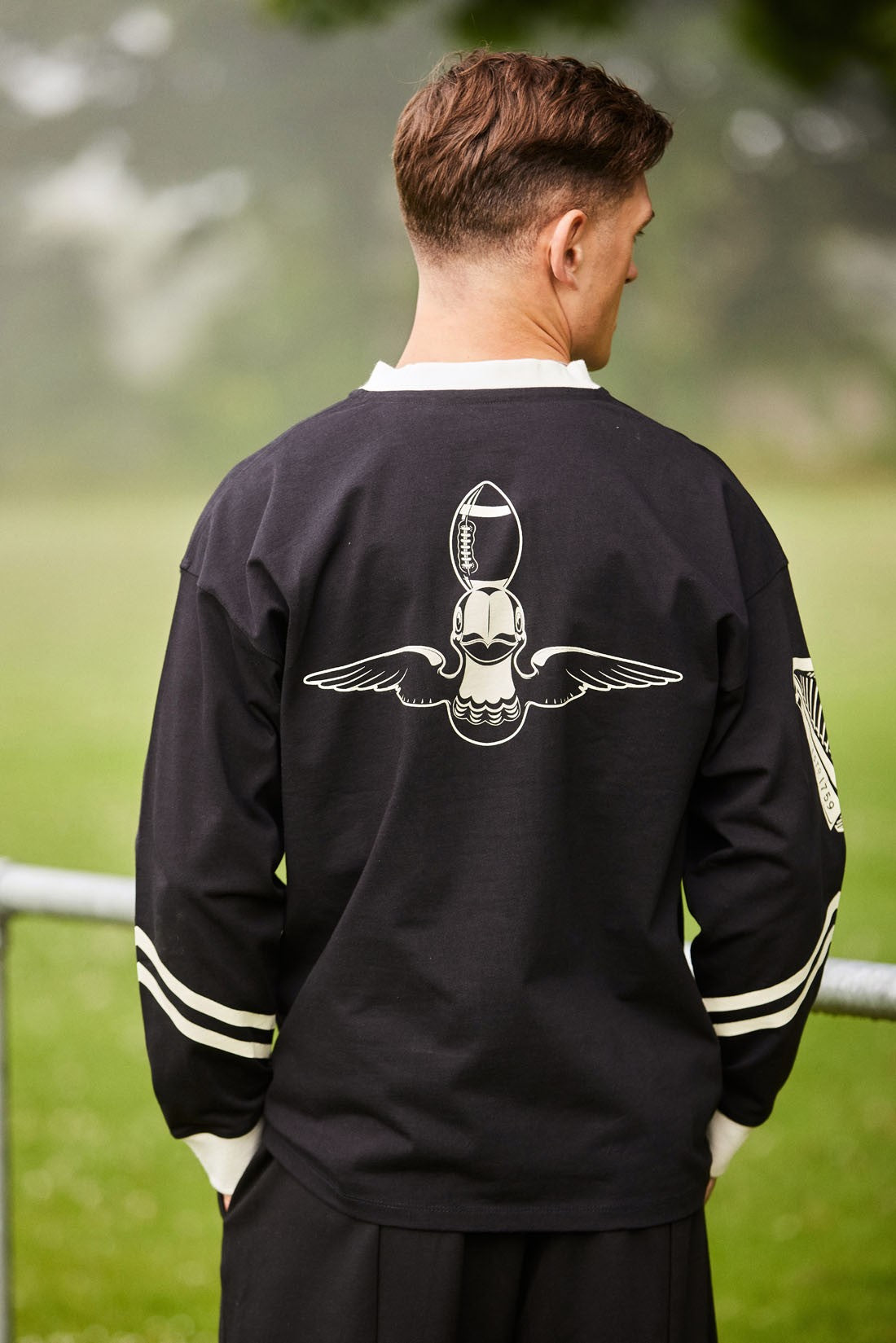 Guinness “American Football” Long-Sleeve Top in Black & Cream