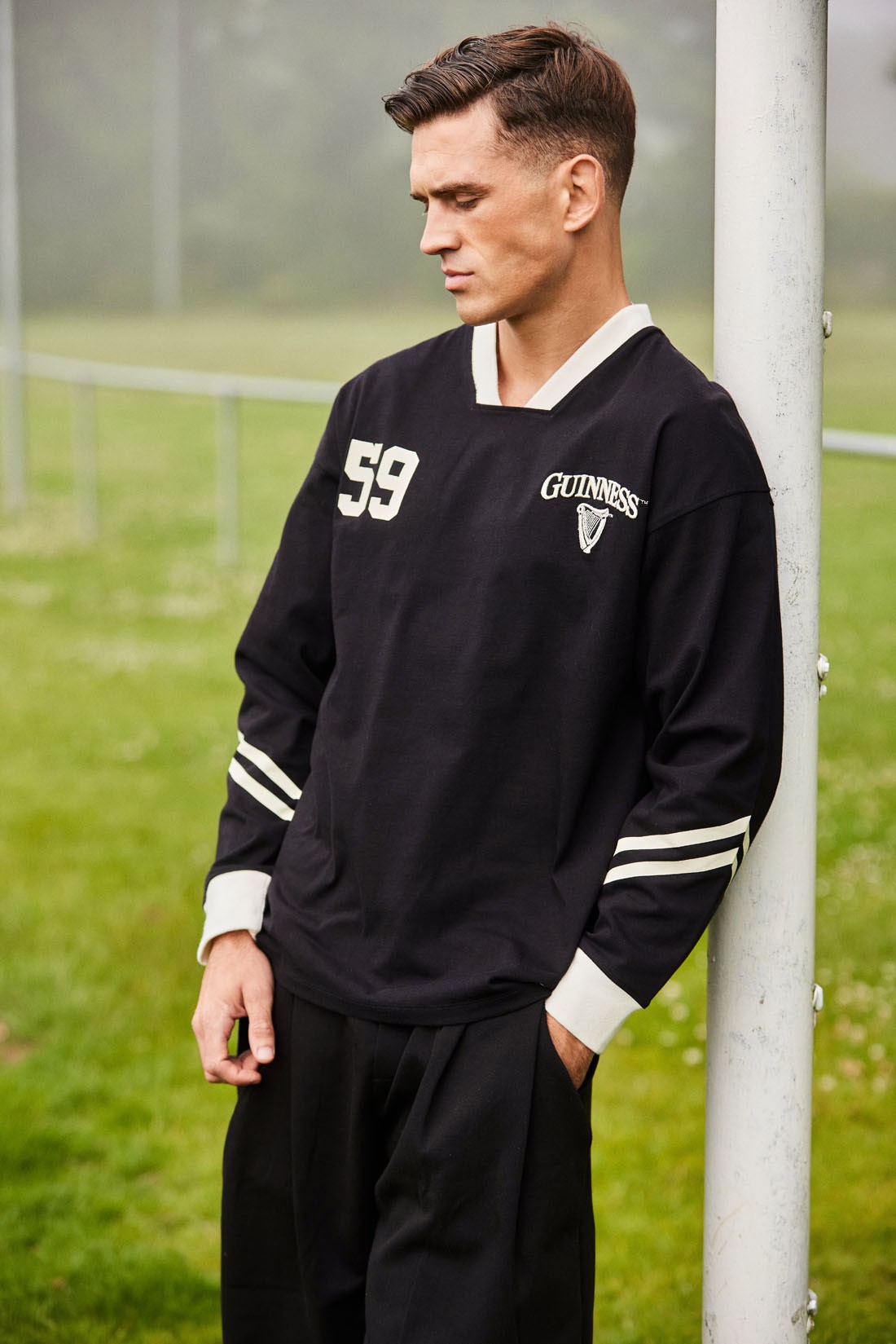 Guinness “American Football” Long-Sleeve Top in Black & Cream