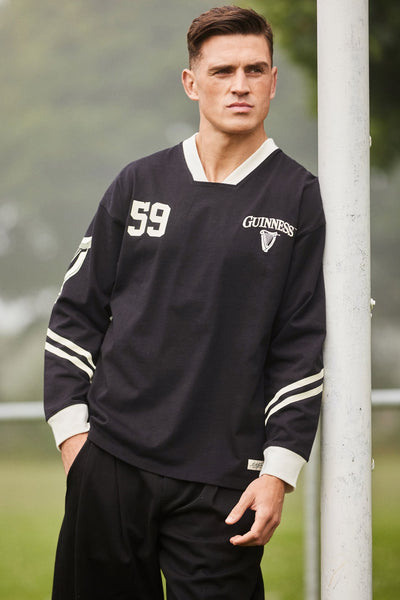 Guinness “American Football” Long-Sleeve Top in Black & Cream