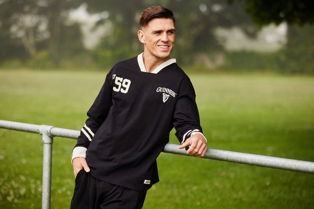 Guinness “American Football” Long-Sleeve Top in Black & Cream