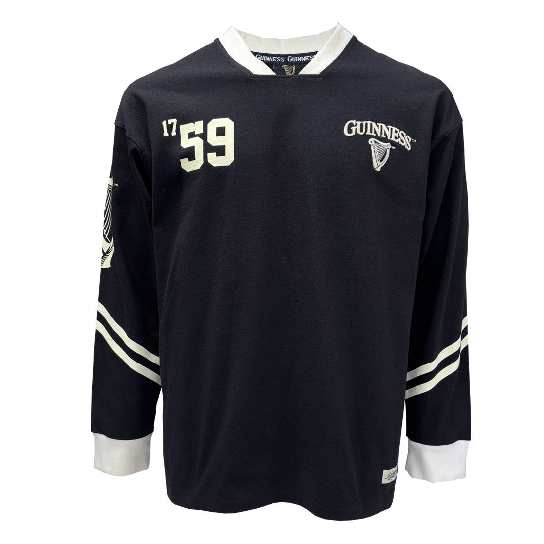 Guinness “American Football” Long-Sleeve Top in Black & Cream