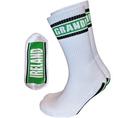 Ireland Grand Sports Adults Socks in White & Green