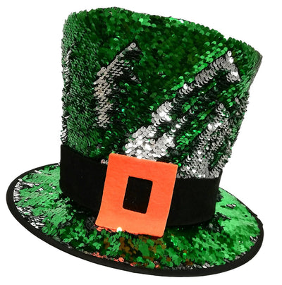 Kids Green 2 Way Sequin Leprechaun Hat