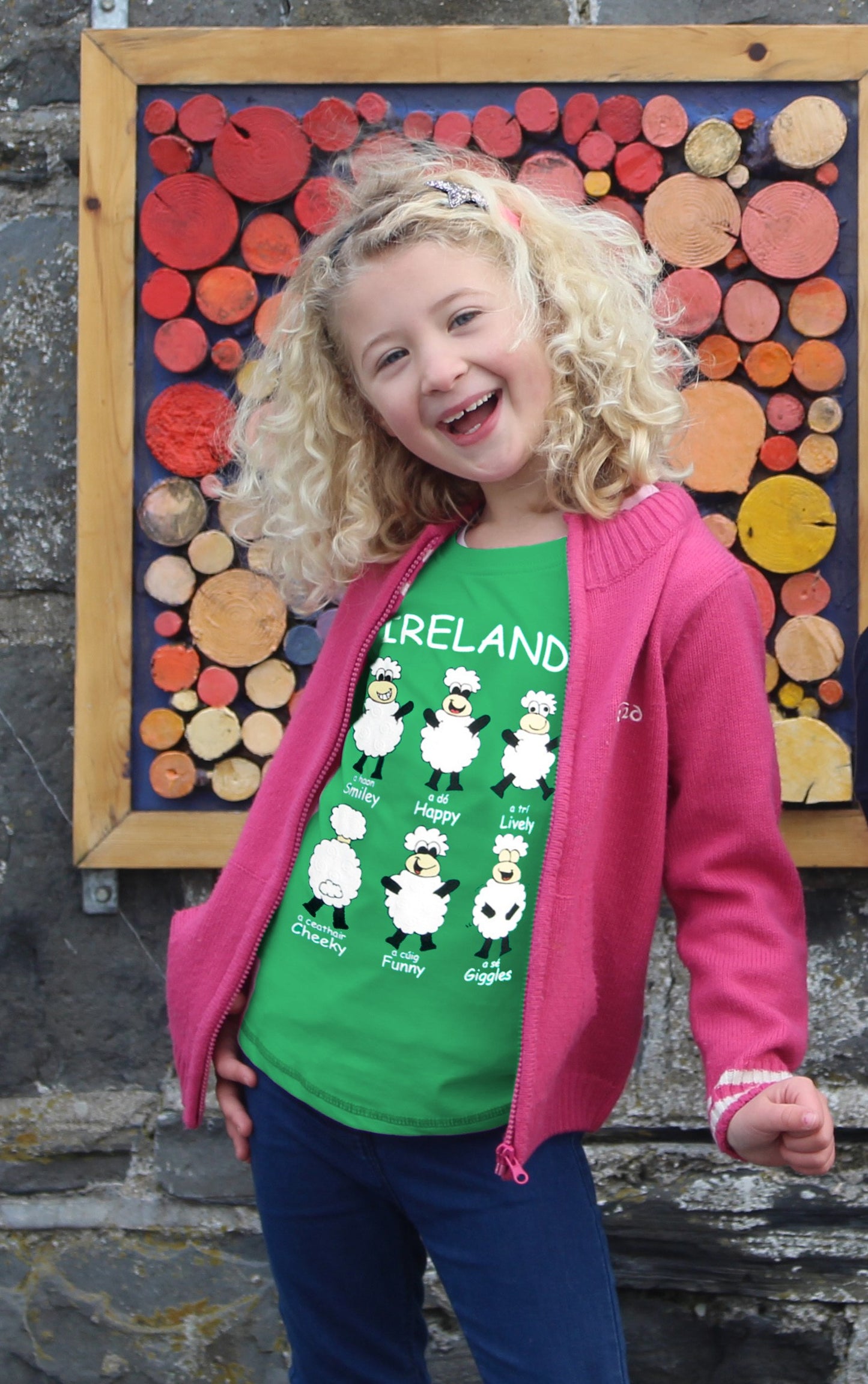 Green Happy Sheep Kids T-shirt