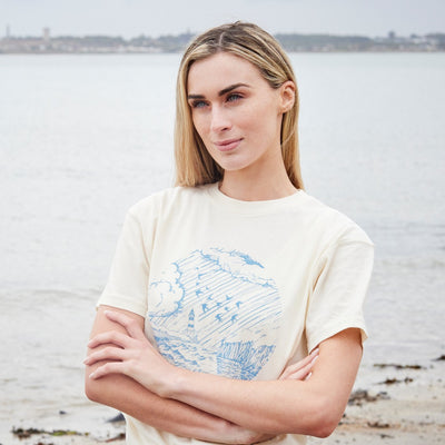 Green Island Light House Sketch Short-sleeve T in Cream