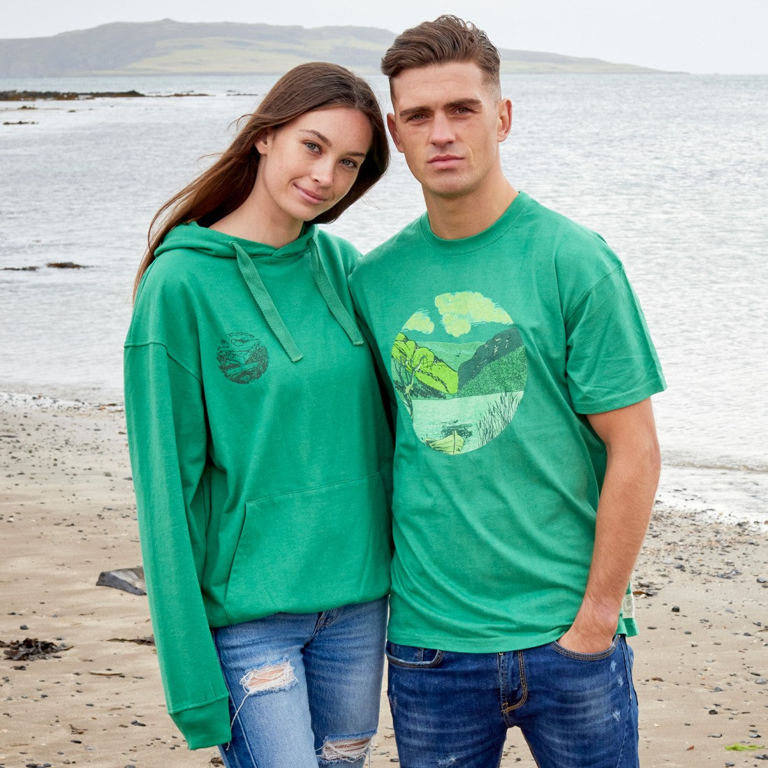 Green Island Land Sketch Short-sleeve T in Emerald