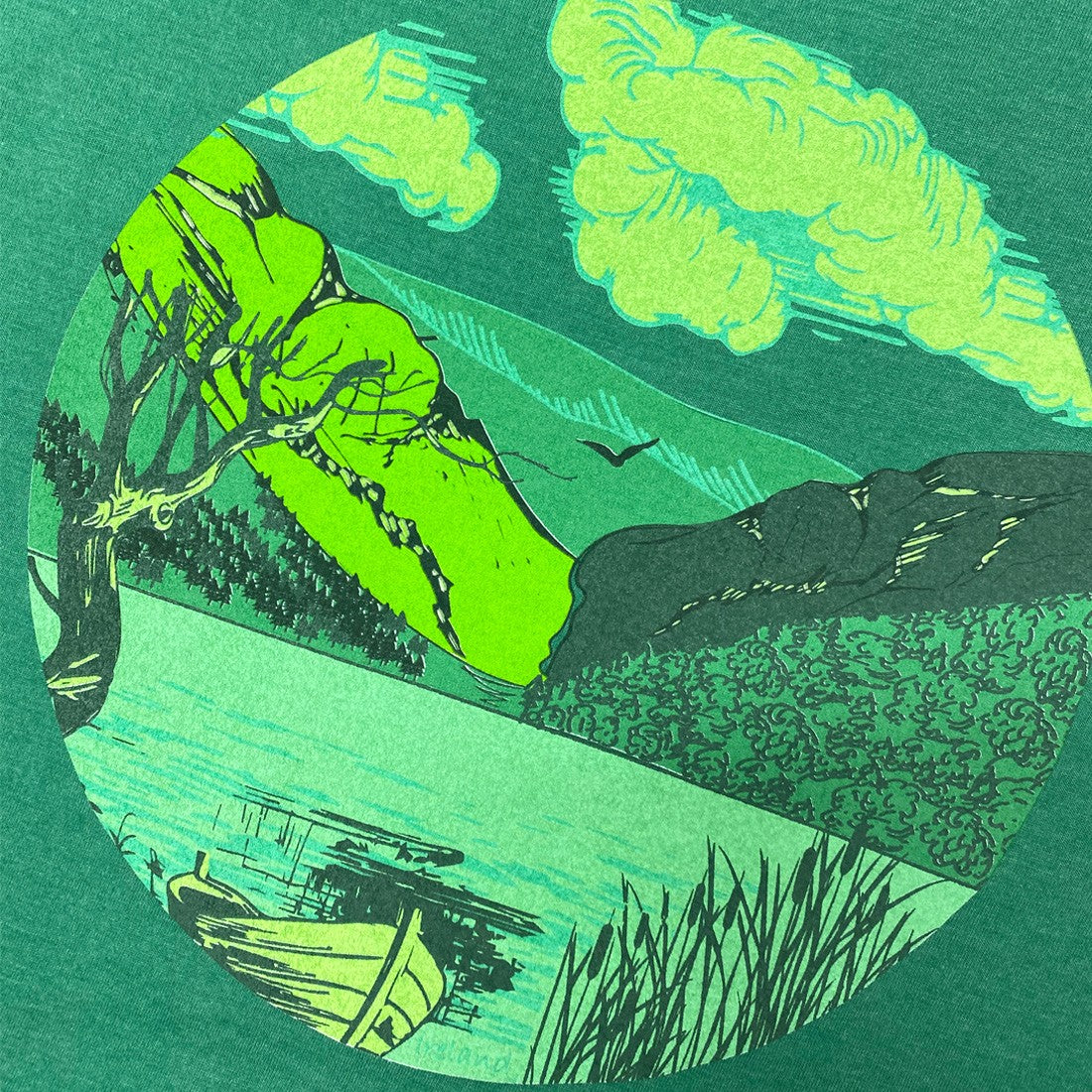 Green Island Land Sketch Short-sleeve T in Emerald