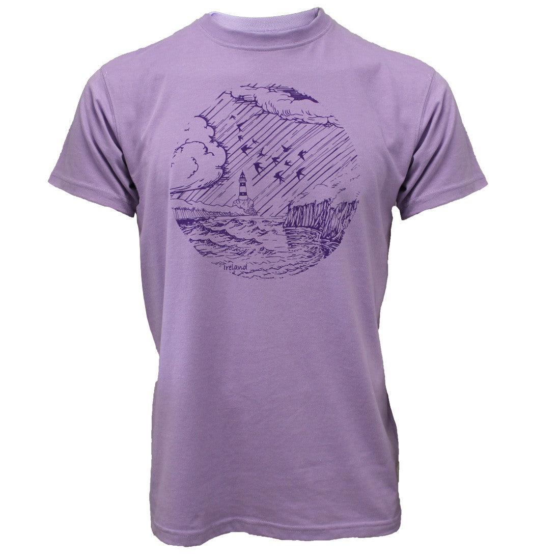 Green Island Lighthouse Sketch Short-sleeve T in Lilac