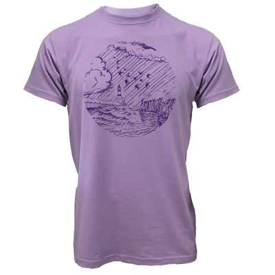 Green Island Lighthouse Sketch Short-sleeve T in Lilac