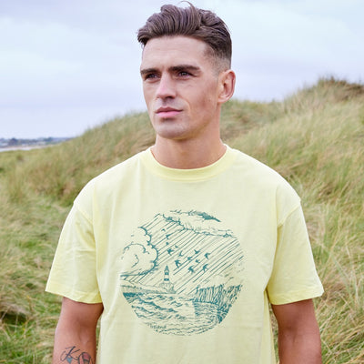 Green Island Lighthouse Sketch Short-sleeve T in Yellow