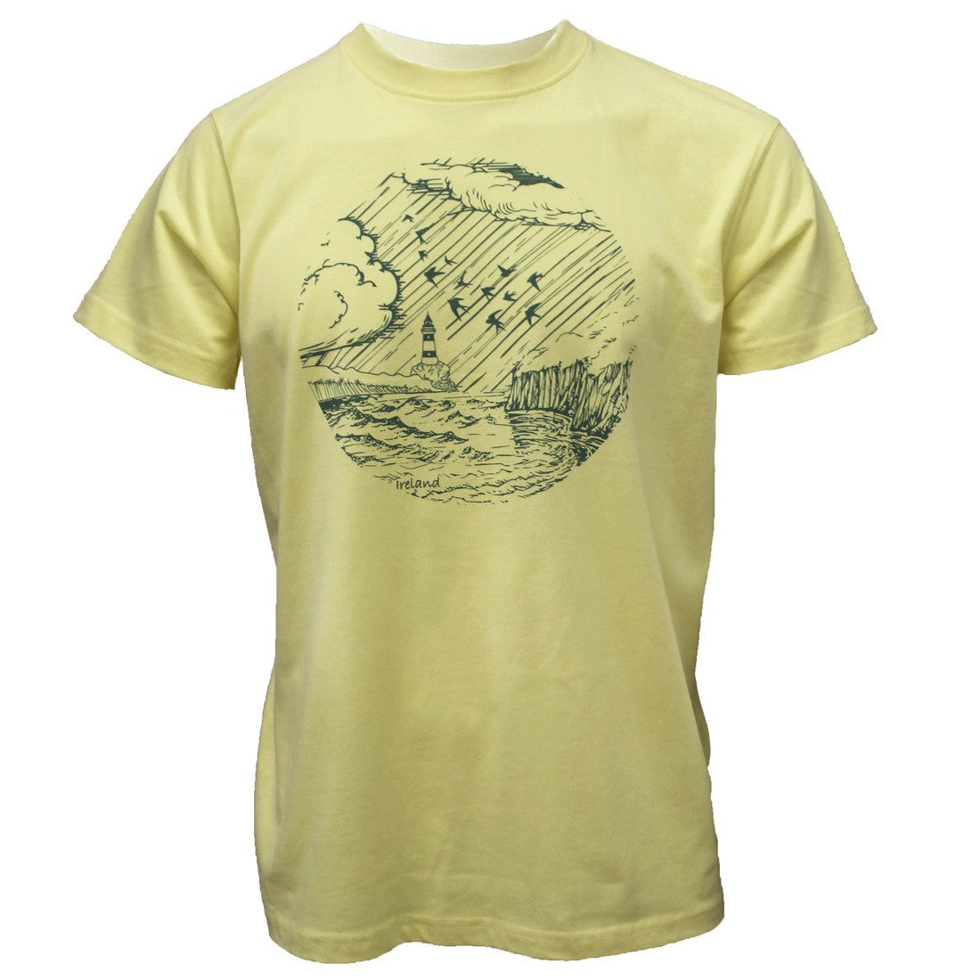 Green Island Lighthouse Sketch Short-sleeve T in Yellow