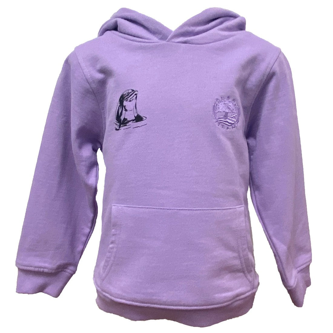 Green Island Dolphin Sketch Kids Hoodie in Lilac