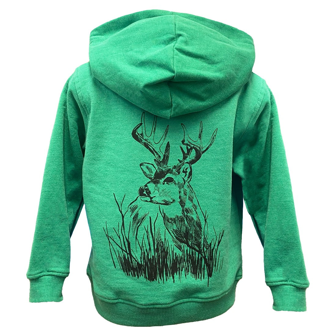Green Island Stag Sketch Kids Hoodie in Green