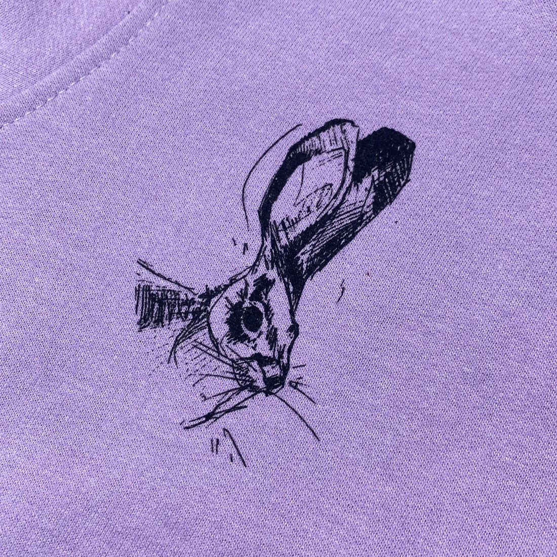 Green Island Hare Sketch Kids Hoodie in Lilac
