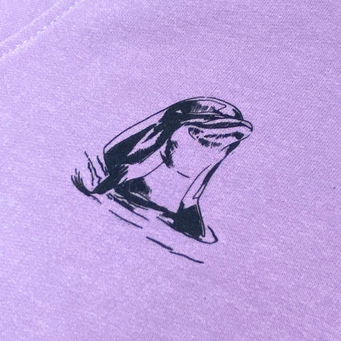 Green Island Dolphin Sketch Kids Hoodie in Lilac