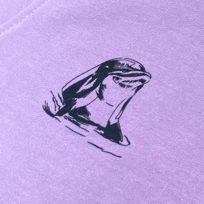 Green Island Dolphin Sketch Kids Hoodie in Lilac