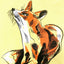 Green Island Fox Sketch Kids Hoodie in Yellow