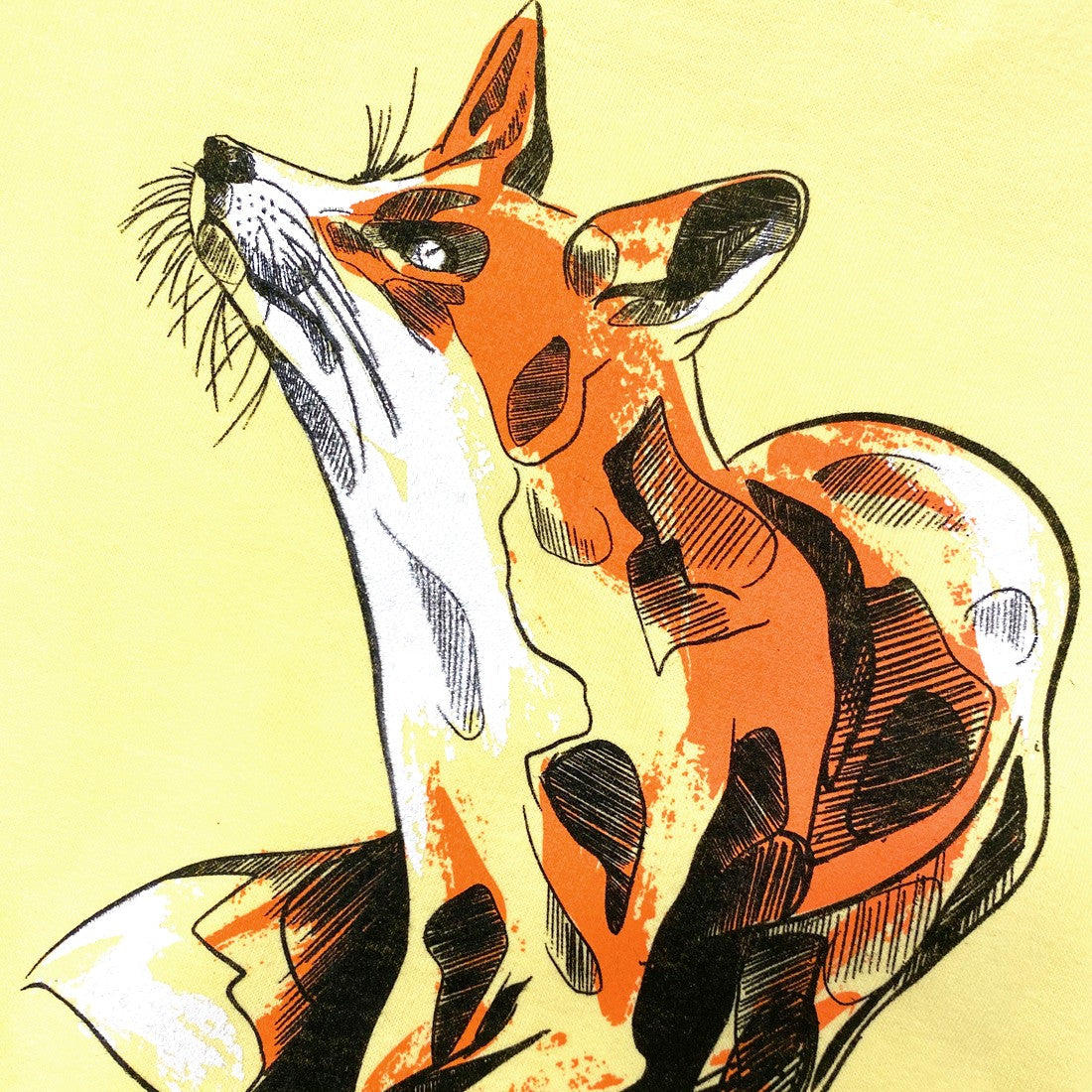 Green Island Fox Sketch Kids Hoodie in Yellow