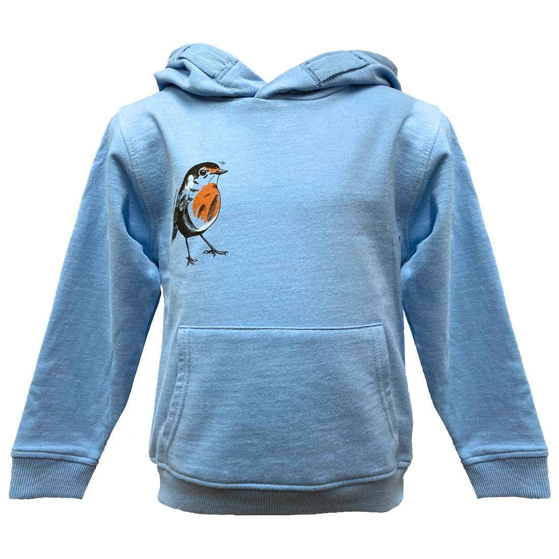 Green Island Robin Sketch Kids Hoodie in Blue