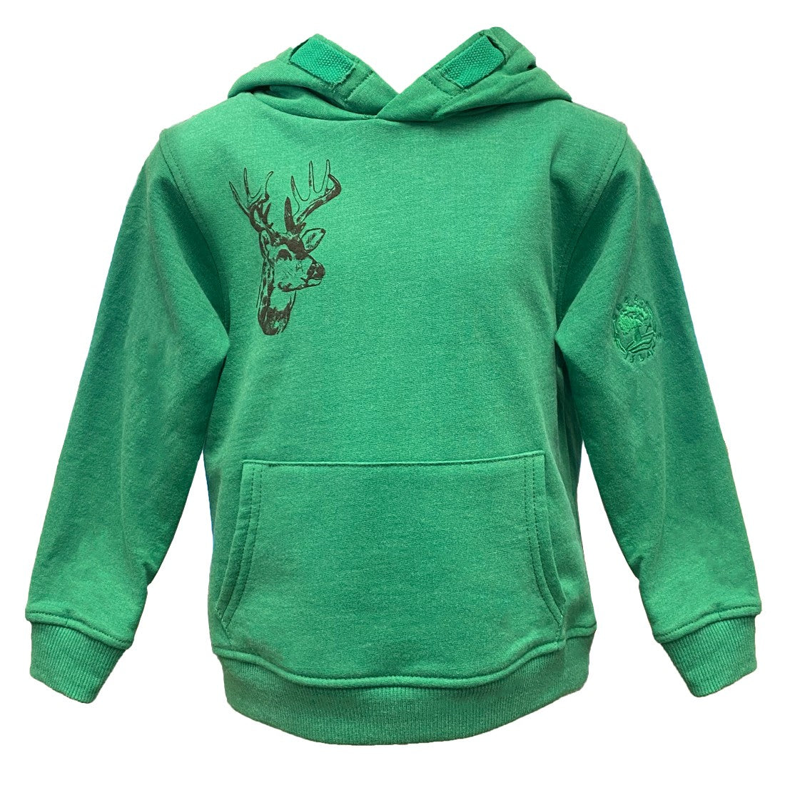 Green Island Stag Sketch Kids Hoodie in Green