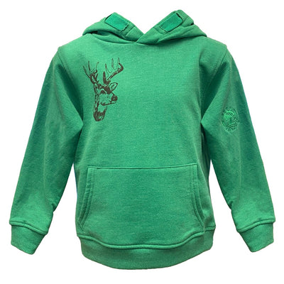 Green Island Stag Sketch Kids Hoodie in Green