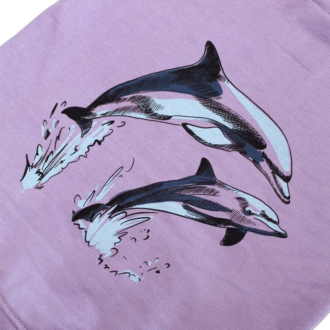 Green Island Dolphin Sketch Kids Hoodie in Lilac