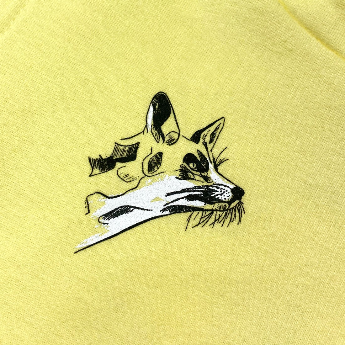 Green Island Fox Sketch Kids Hoodie in Yellow