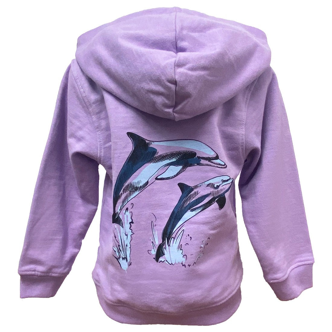 Green Island Dolphin Sketch Kids Hoodie in Lilac
