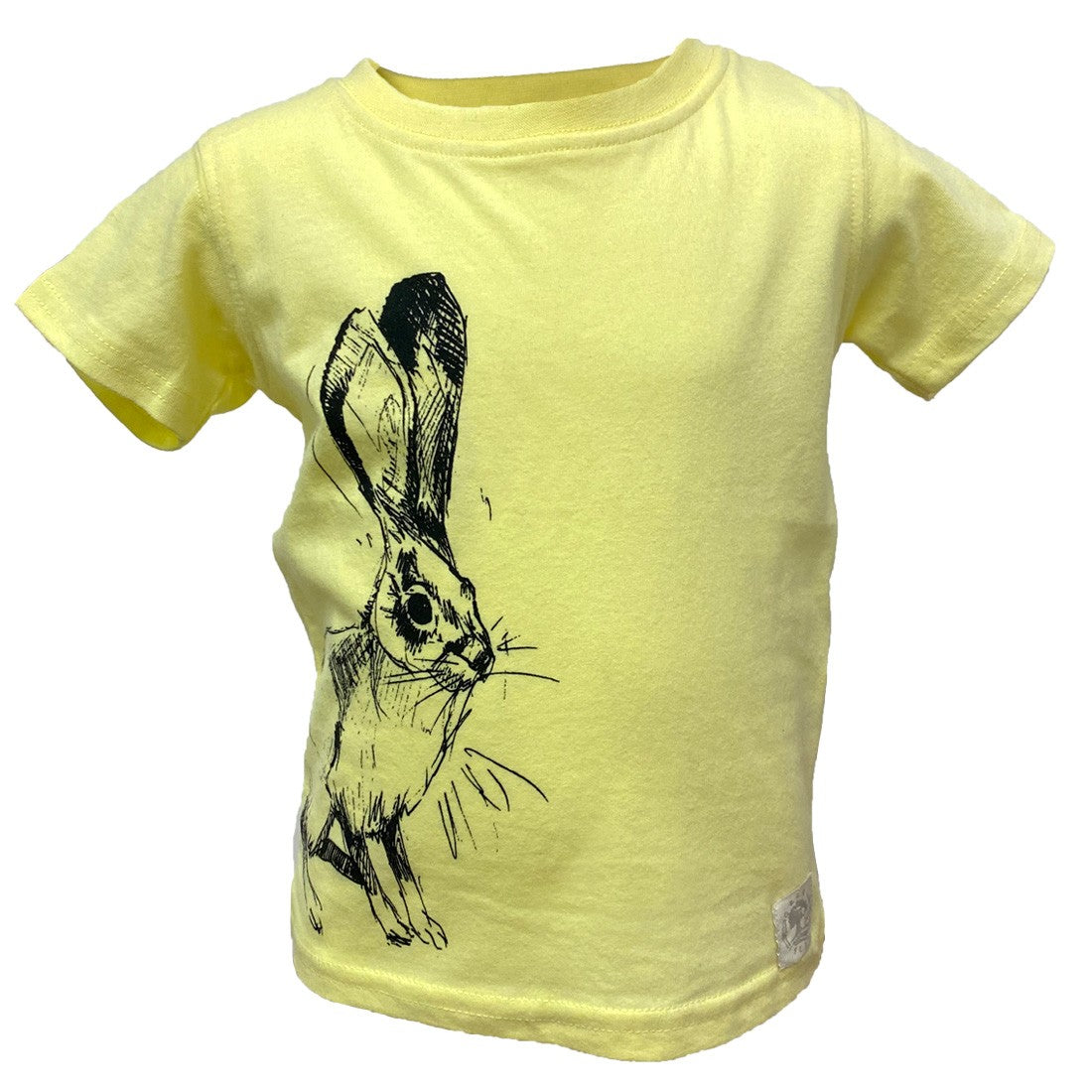 Green Island Hare Sketch Kids T in Yellow