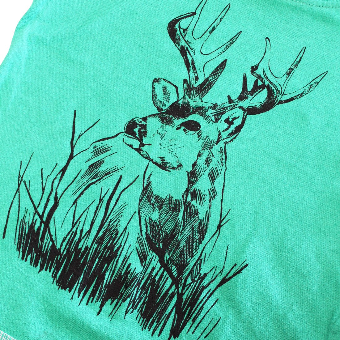Green Island Stag Sketch Kids T in Green