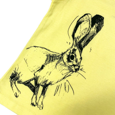 Green Island Hare Sketch Kids T in Yellow