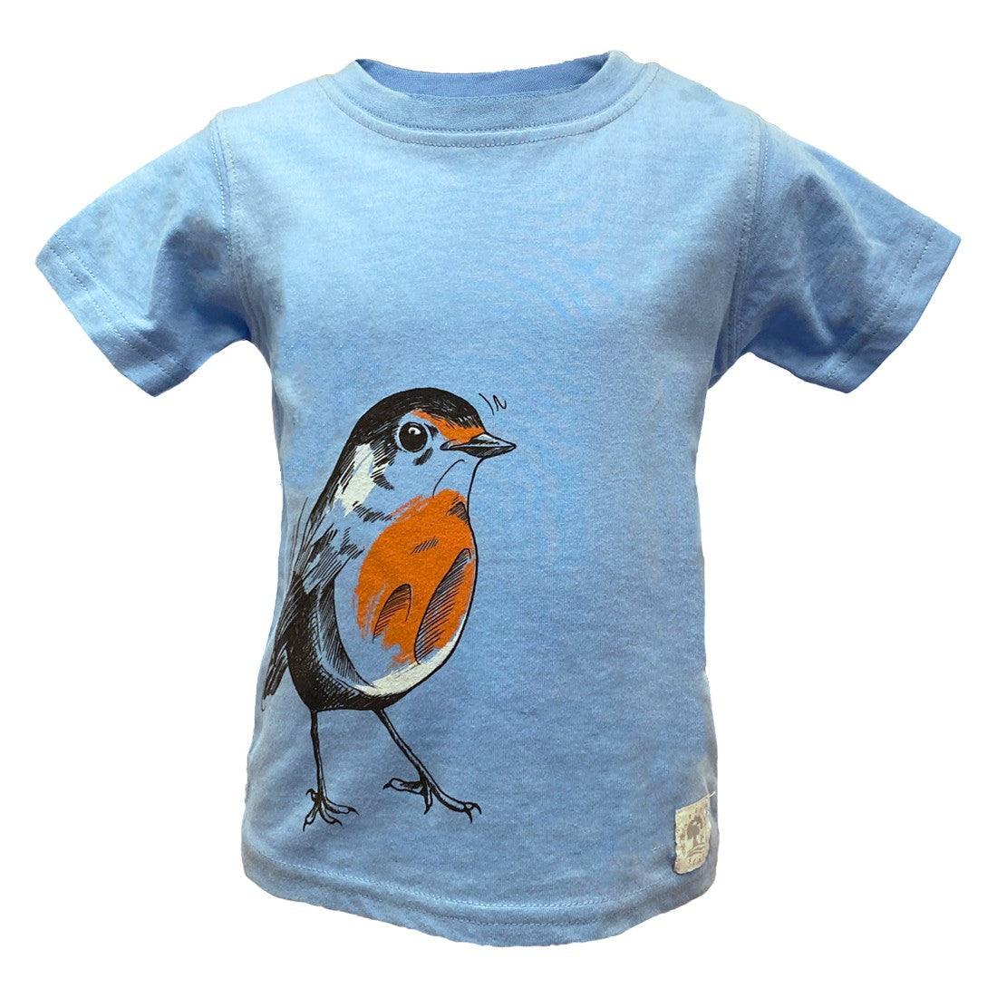 Green Island Robin Sketch Kids T in Blue